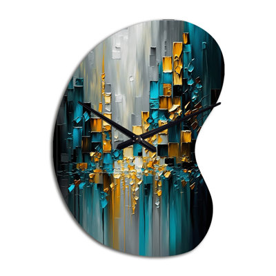 Horloge murale abstraite à motif géométrique noir et vert III