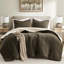 Édredon simple en chenille tricoté gaufré, 100%, 2 taies décoratives, réversible, lavable à la machine et bourre de taie décorative, dossier, lavable, mélange brun-grisâtre