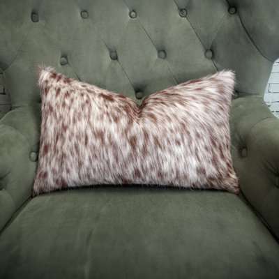 Thomas Collection® Exotic Genuine Cowhide Accent Pillow in Reddish Brown and White 12” x 20” - 16609C