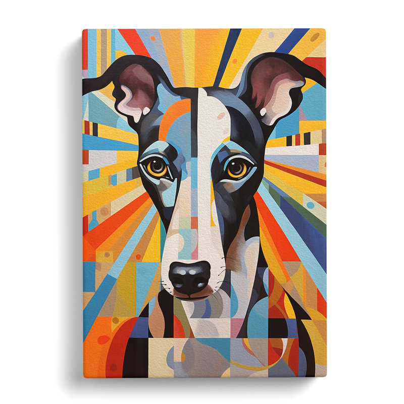 Greyhound Geometric Art No.2 - Wrapped Canvas, 60cm H x 40cm W x 3cm D