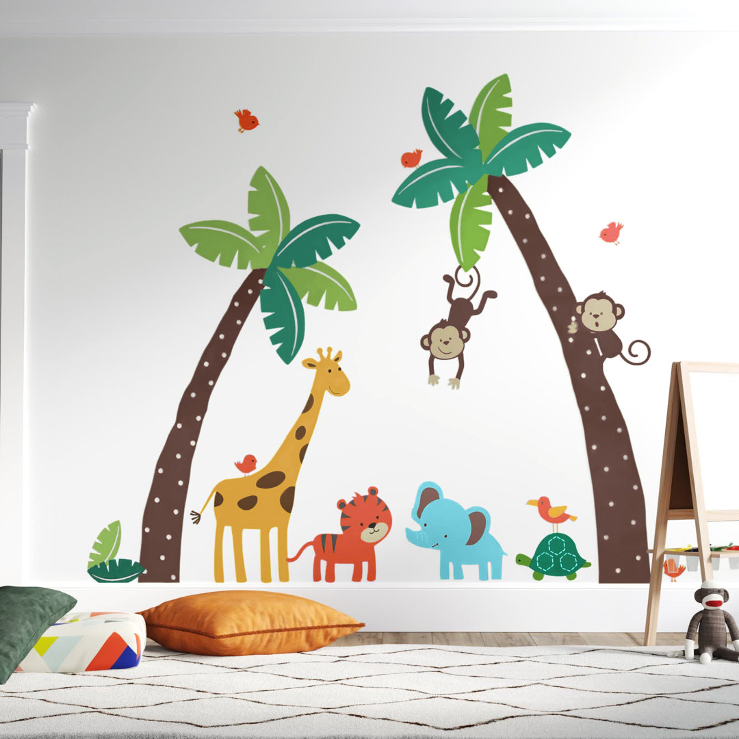 Ciccone Palm Trees with Cute Jungle Animals Wall Decal Viv + Rae™ 