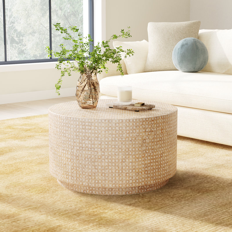 Denn Drum Modern Shell Finish  Coffee Table