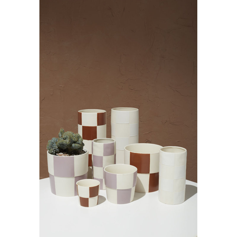 Perseus Checkerboard Vase 5"x 12", 8" H x 4" W x 4" D