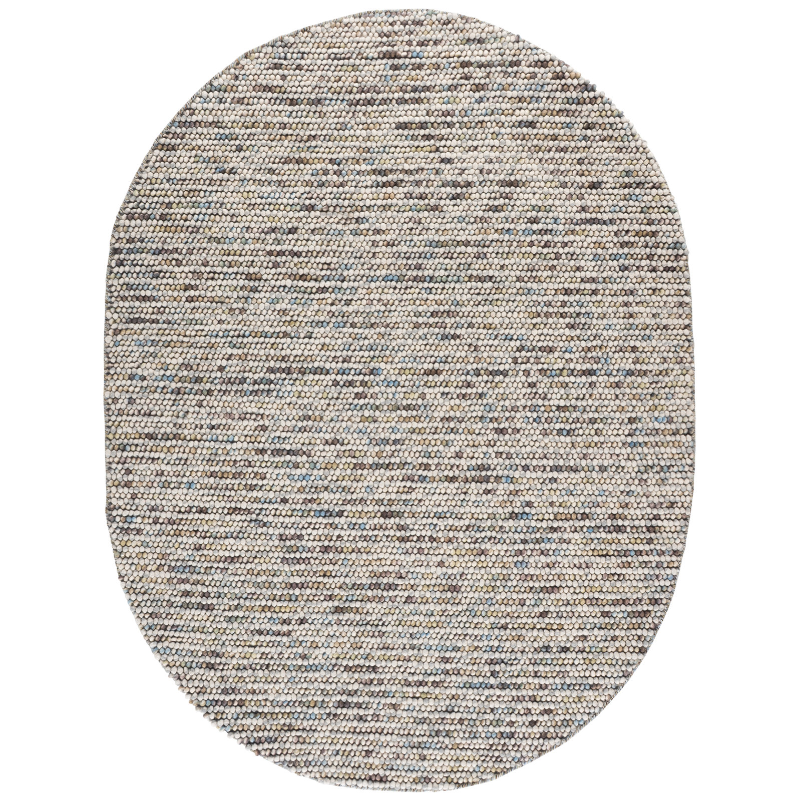Elle Ivory Multi Hand-Woven Flatweave Rug, Oval 6' x 8'