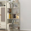 Bibliothèque en coin à 6 niveaux en L avec dispositif anti-basculement, bibliothèque en bois de chêne blanc pour le salon et la chambre à coucher-1475643565