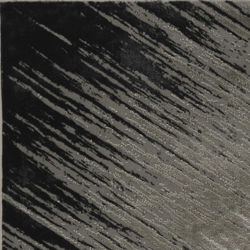 Gray and Silver Abstract Brushstroke 5' x 7' Synthetic Area Rug