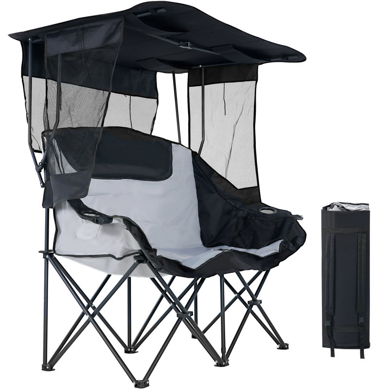Oversized Camping Chair, XXXL Two Person Folding Loveseat Double Camping Chair, Supports 990 LBS, Gray