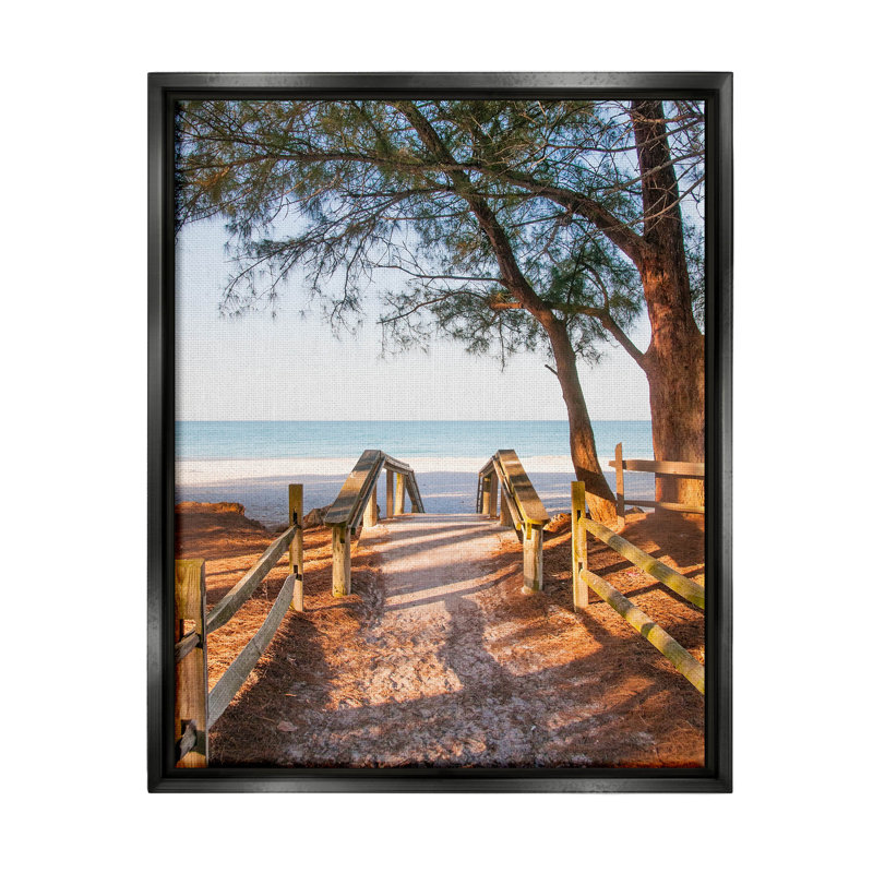 «Relaxing Beach Walkway Coastal Path» par Mary Lou, photographie sur toile, Cadre flottant noir de jais