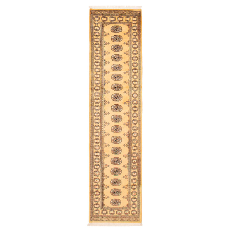 Tapis unique en laine noué à la main peshawar bokhara doré 2 pi 7 po x 10 pi 4 po