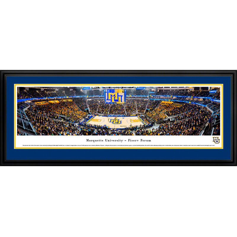 NCAA Marquette Basketball Panoramic Print, Black Floater Framed, 18" H x 44" W x 0.88" D