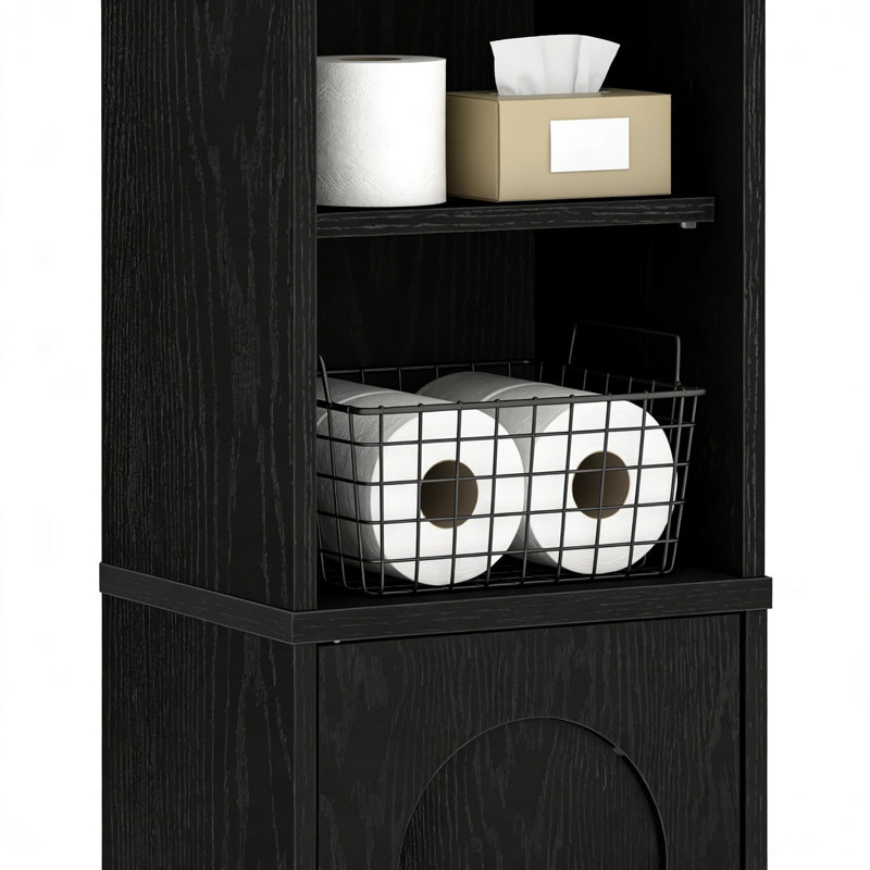 Bathroom Storage Cabinet With Doors, Adjustable Shelf Corner Floor Cabinet, Narrow Toilet Paper Organizer For Small Spaces, Water-Resistant Bathroom Furniture