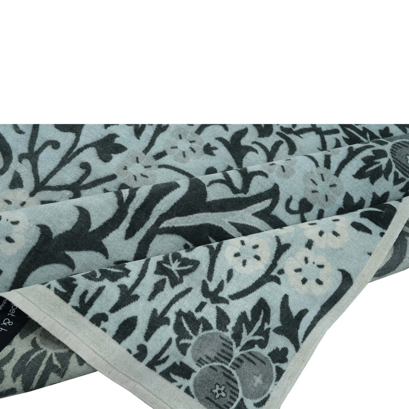 Blue Contemporary Wool Silk Blend Rug - 6' x 9'
