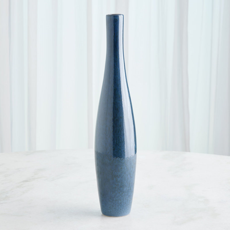 Vase Boliche - foncé - court, Bleu, Hauteur totale - 18,50 po
