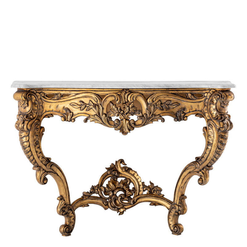 Rococo 49.21'' W Marble Console Table