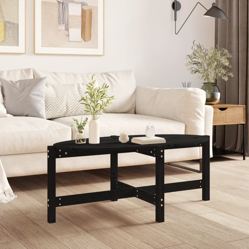 Wroblewski Solid Wood Four Leg Coffee Table, 45cm H x 118cm W x 63cm D, Black