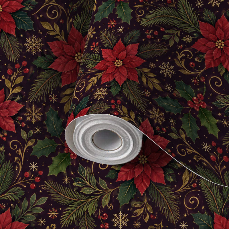 Papier peint auto-adhésif Poinsettia Festive