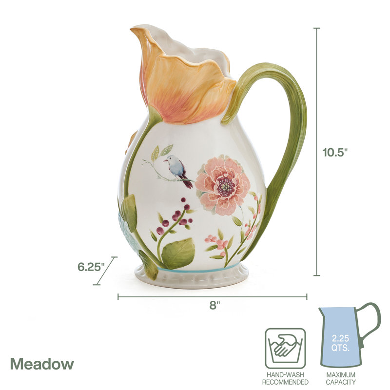 Fitz And Floyd Meadow Pitcher, 2.25 Quarts