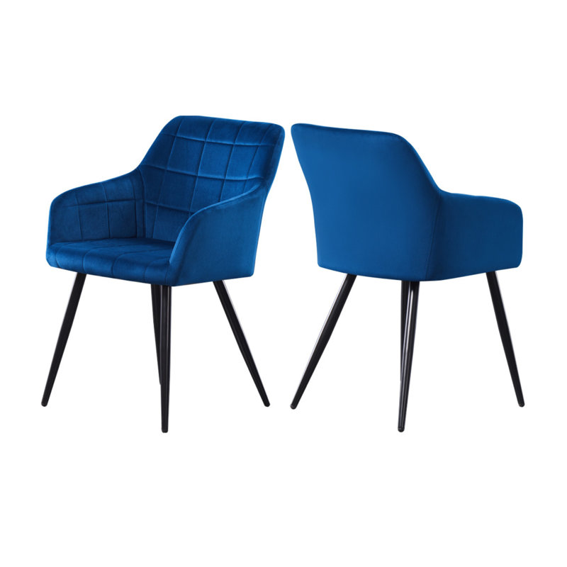Yerres Modern Velvet Dining Chairs - Ergonomic Curved Back with Metal Legs - Armchair for Dining Room Kitchen Living Room, 2