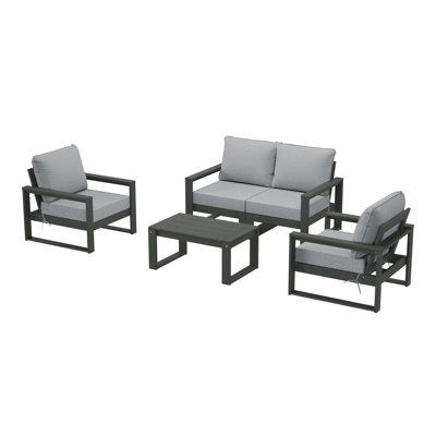 Ensemble de conversation modulaire 5 pièces avec cadre gris Patio