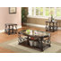 Ensemble de table basse et de table de bout Attalus 3 pièces Merlot foncé