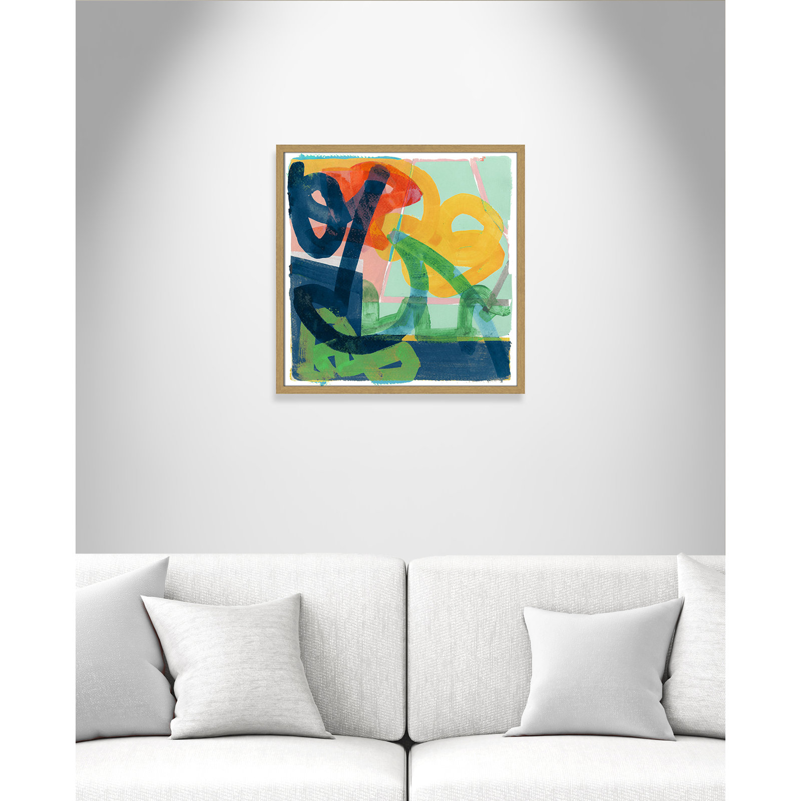 Dwyer "Link" Painting by Cartissi, Natural Framed, 23.5" H x 23.5" W x 0.75" D