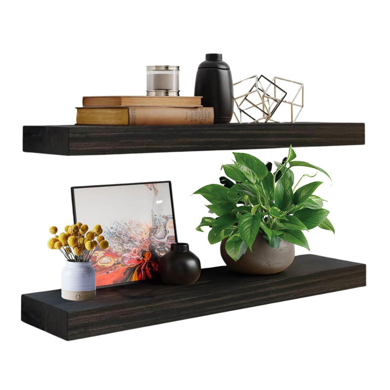 Didina 2 Piece Wood Floating Shelf, Gray, 1.5" H x 24" W x 5.5" D