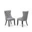 L'ensemble de table de salle à manger 5 pièces comprend une table ronde de 48 po avec piédestal et 4 chaises Parson en polyester gris clair, noir sablé-2126418879-2126418873
