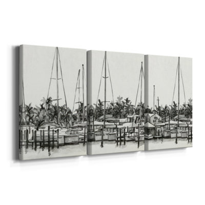 Neutral Tropics I  -Custom Wrapped Gallery Canvas - 3 Pieces