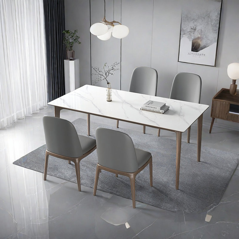 White Ash Sintered Table Chairs Set Chic, 29.52"H x 59.05"L x 31.49"W
