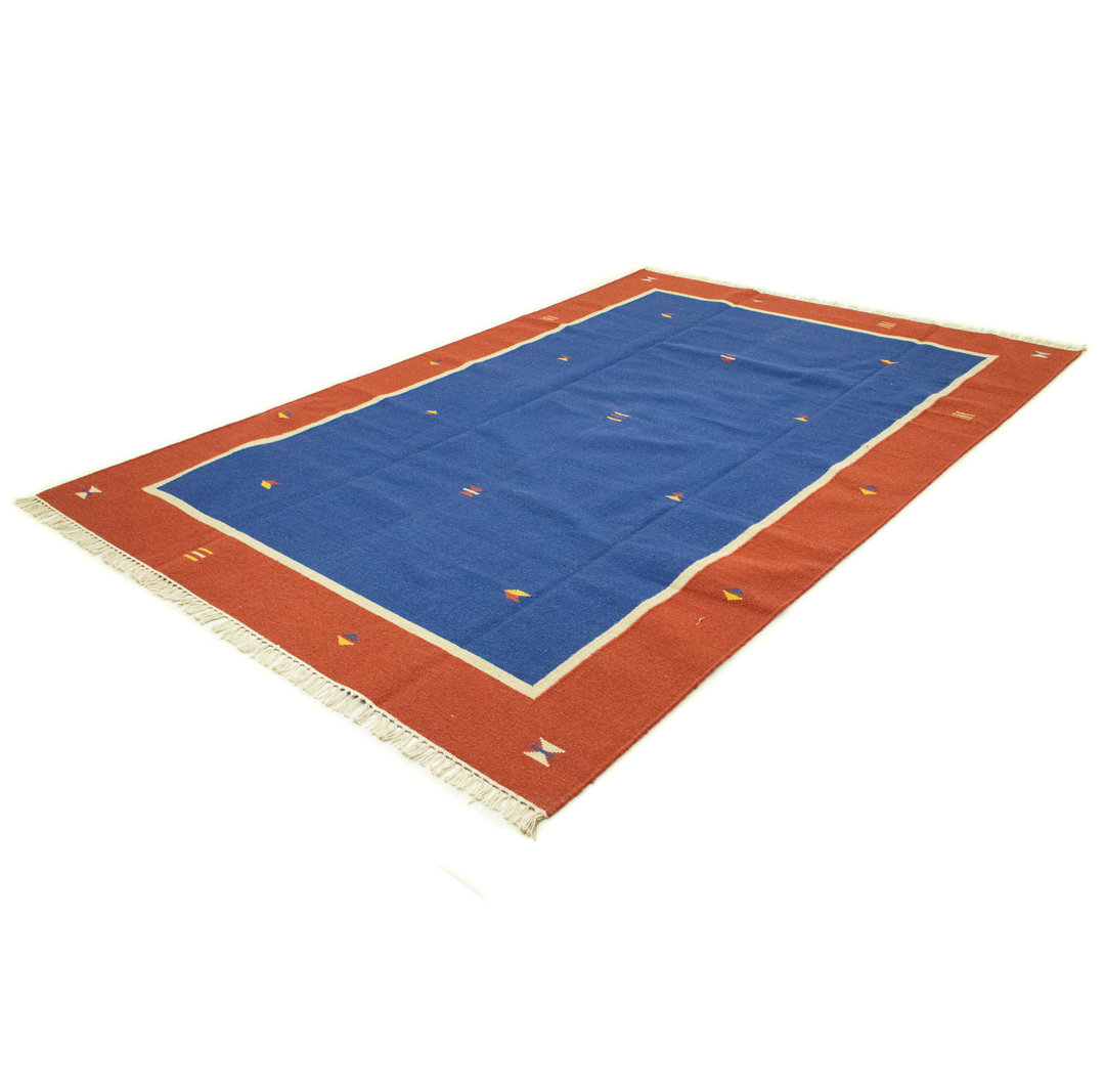 Handmade Kilim Wool Blue Indoor/Outdoor Rug