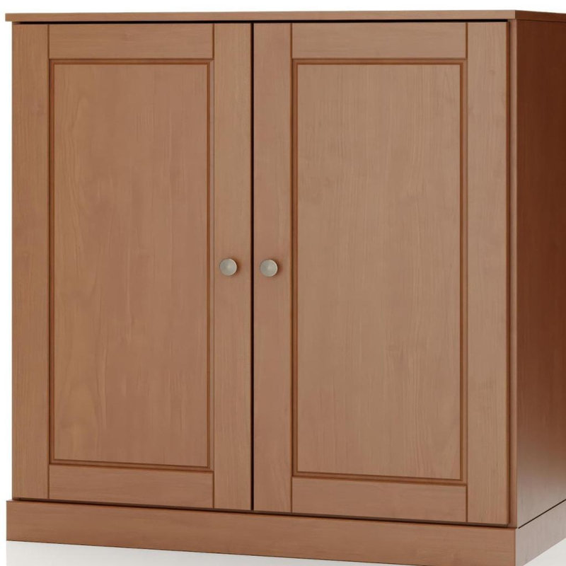 32" Coffee Solid Wood Raised Panel Double Door Linen Cabinet