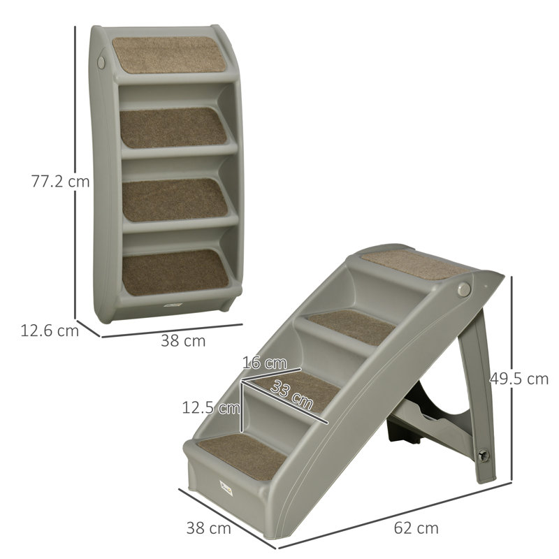 Collapsible Stairs With 4 Steps, Grey