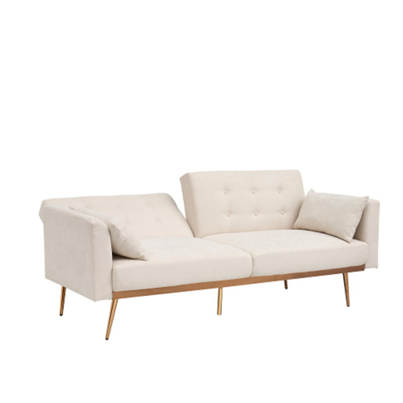 Canapé à accoudoirs évasés 78 po, 100% coton beige clair