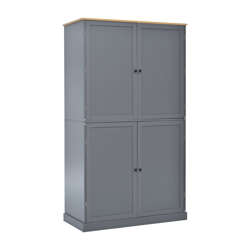  Grand garde-manger autoportant avec tablettes réglables et 8 tablettes de porte, Gris