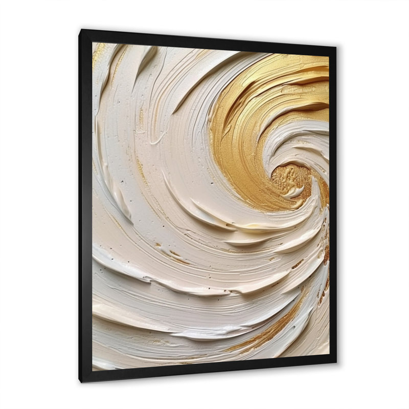 Tourbillon éternel doré IV sur toile, H 20 po x l 12 po x P 1 po, Cadre simple noir