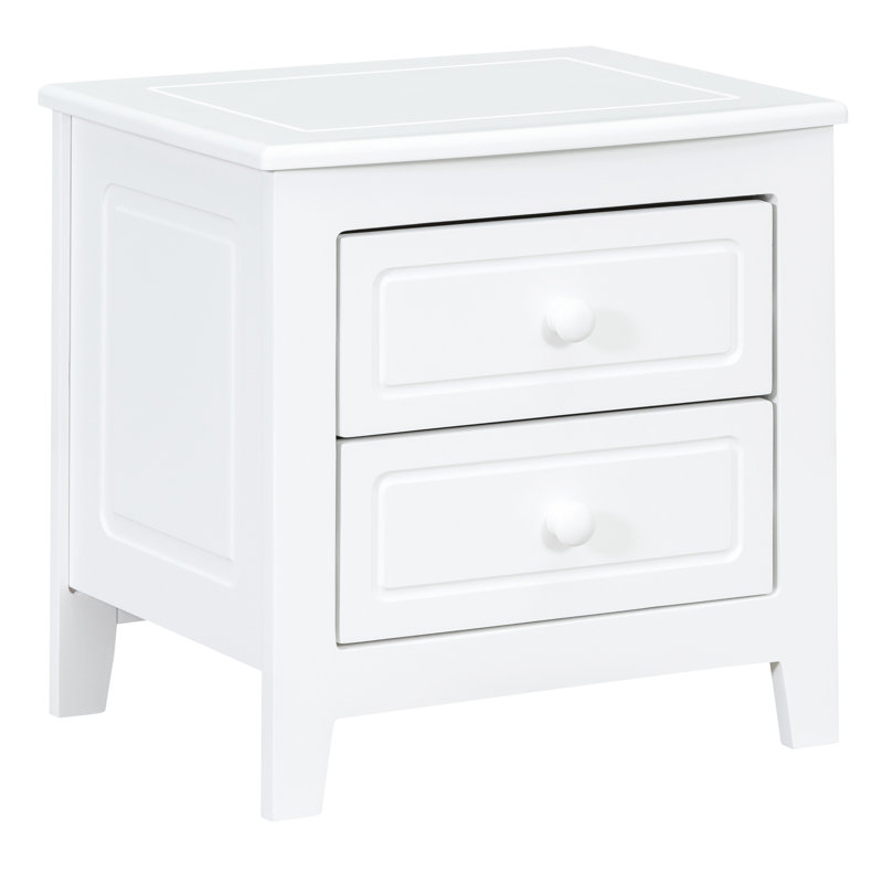 2 Table de chevet pour chambre à coucher, attrait rétro Mid-Century. Blanc classique. Matériau de fabrication. Beaucoup d'espace de rangement. Instructions d'assemblage faciles. Table de chevet 19,3 po x l 15,6 po x P 19,7 po, charme.