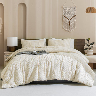 Lit dans un sac Andency beige très grand - Ensemble d'édredon 7 pièces pour très grand lit
