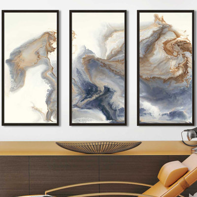 «Approche», ensemble de 3 reproductions encadrées sur toile