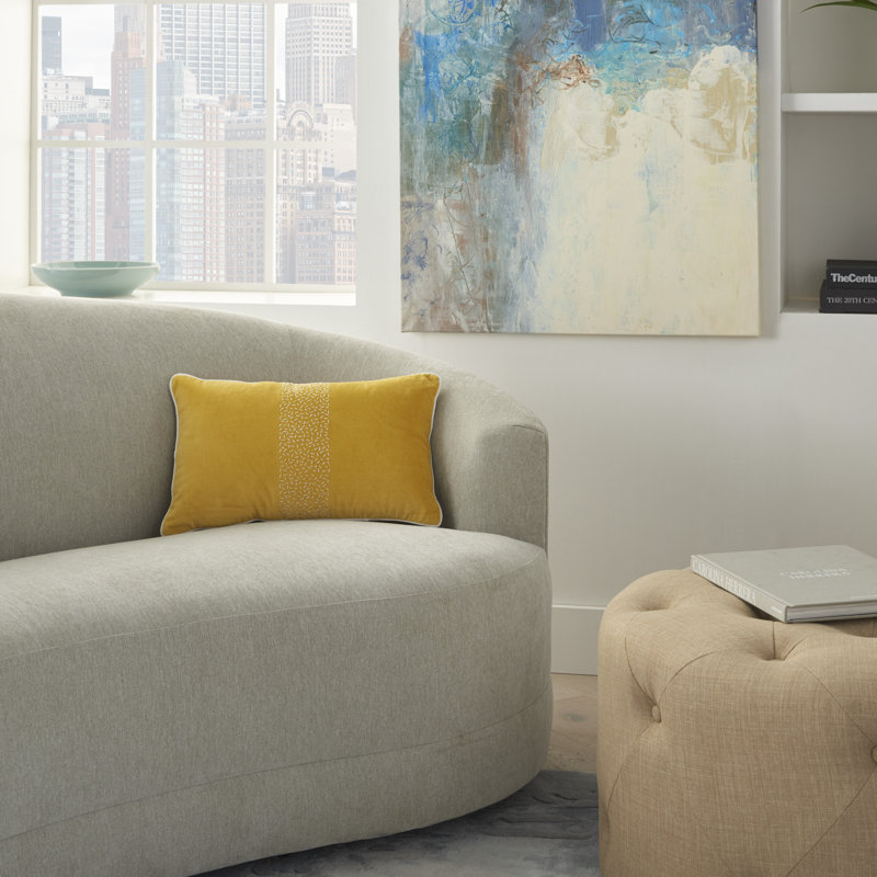 Sequined Cotton Throw Pillow, Yellow
