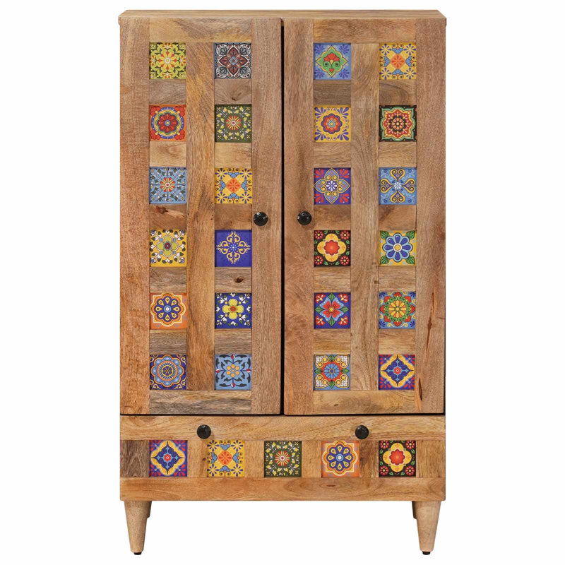  Highboard With Drawer With Storage With Door Solid Mango Wood Cabinet