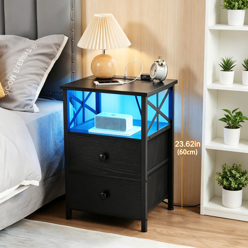 40cm W Metal Bedside Table