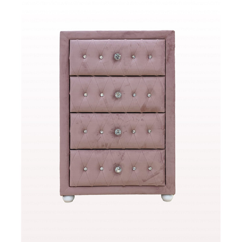 Commode en tissu rose de style moderne