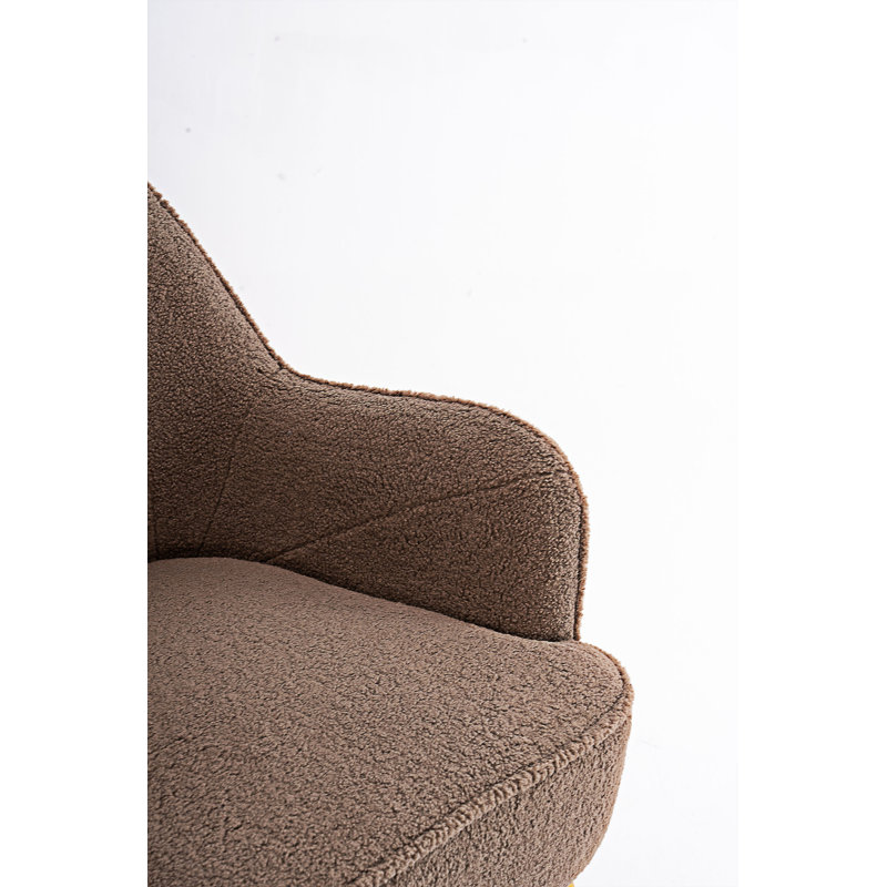 Chaise d'appoint rembourrée Maisee, Fausse fourrure brune