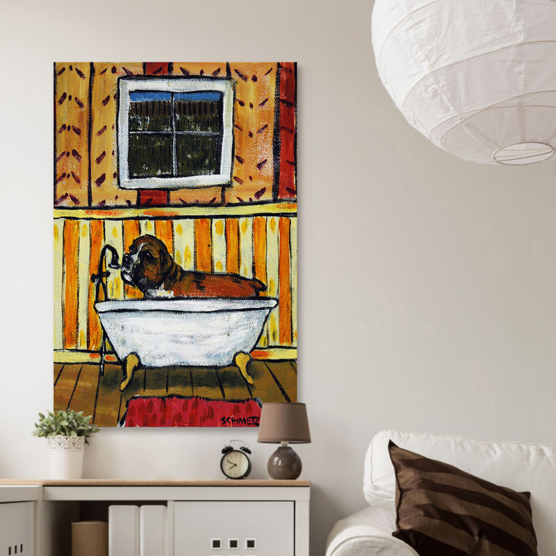 «Boxer Bath» par Jay Schmetz - reproduction sur toile, H 18 po x l 12 po