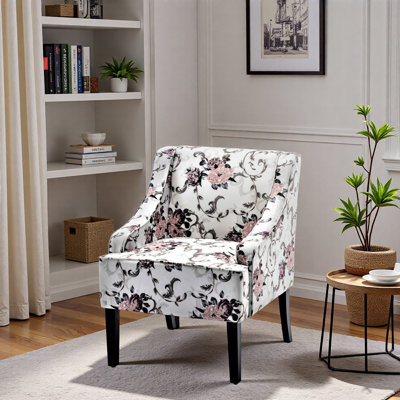 Versatile Upholstered Side Chair, Solid Wood Frame with Recessed Arms, Tapered Front Legs and Flared Back Legs, Foam Sinuous Springs Cushioned Accen
