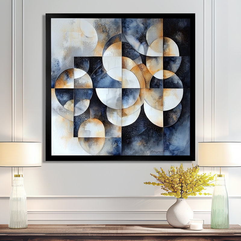 Forme transitionnelle côtière de formes I - Décoration murale moderne transitionnelle abstraite, Noir, 16" H x 16" W