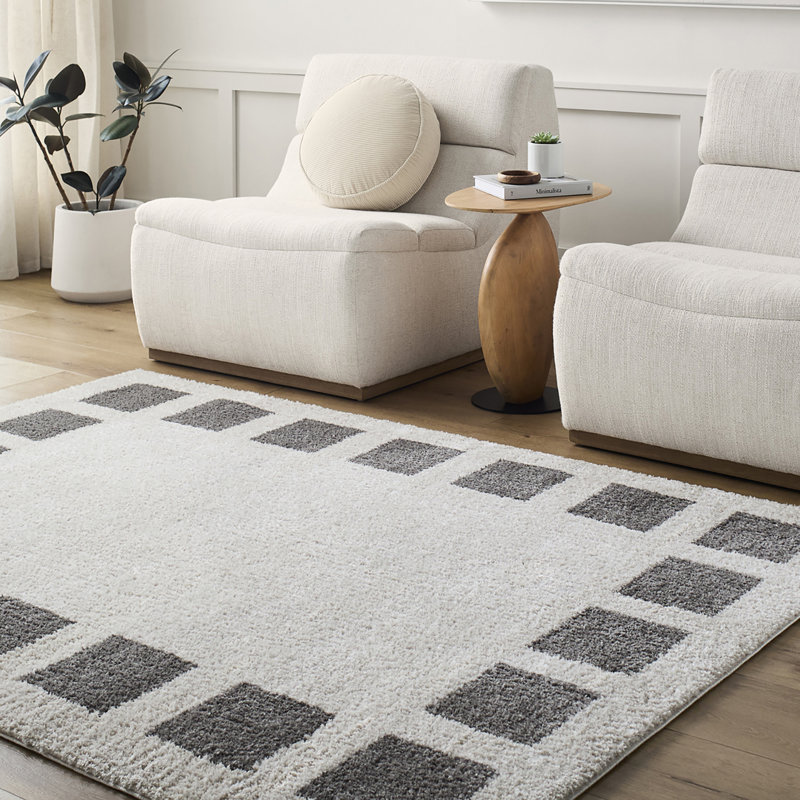 Machine Washable Shaggy Boho Charcoal Area Rug, Rectangle 200 x 275cm