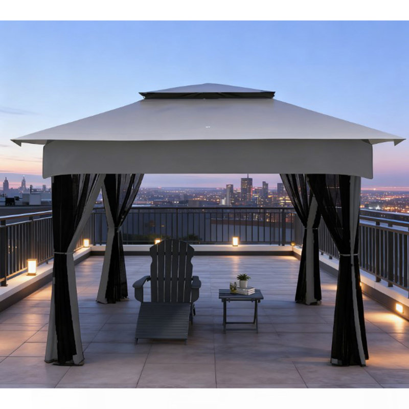 Pavillon de jardin pliable facile à installer, abri de jardin escamotable avec filet à fermeture éclair, sac de transport