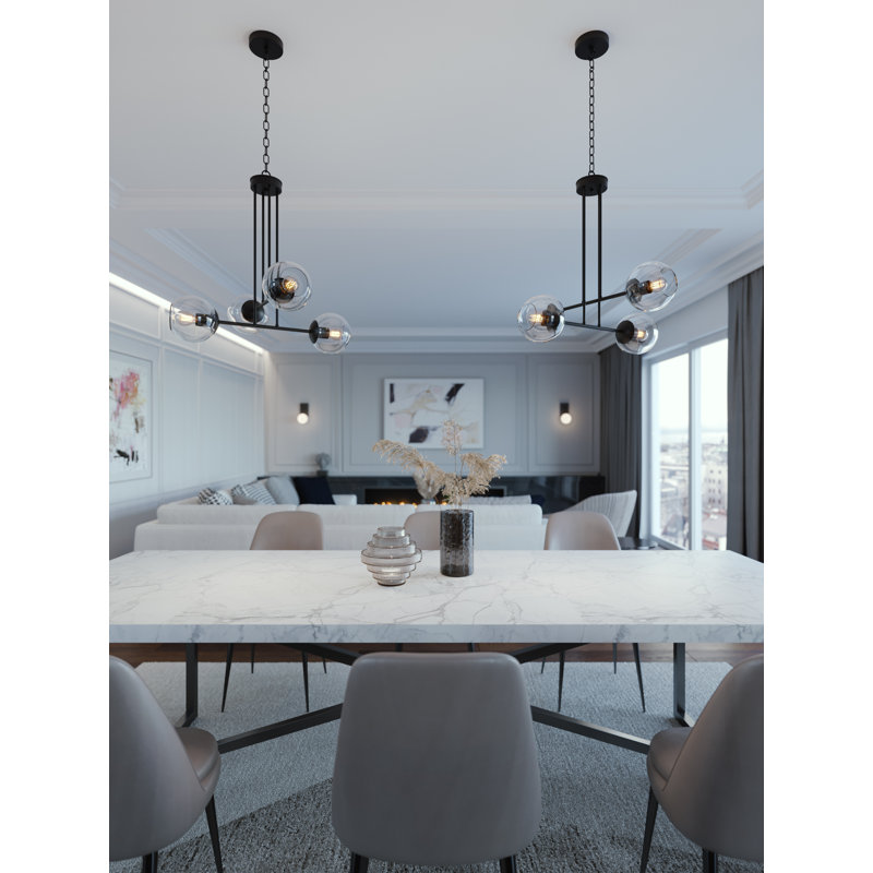 4 - Light Dimmable Sputnik Modern Linear Chandelier, Black