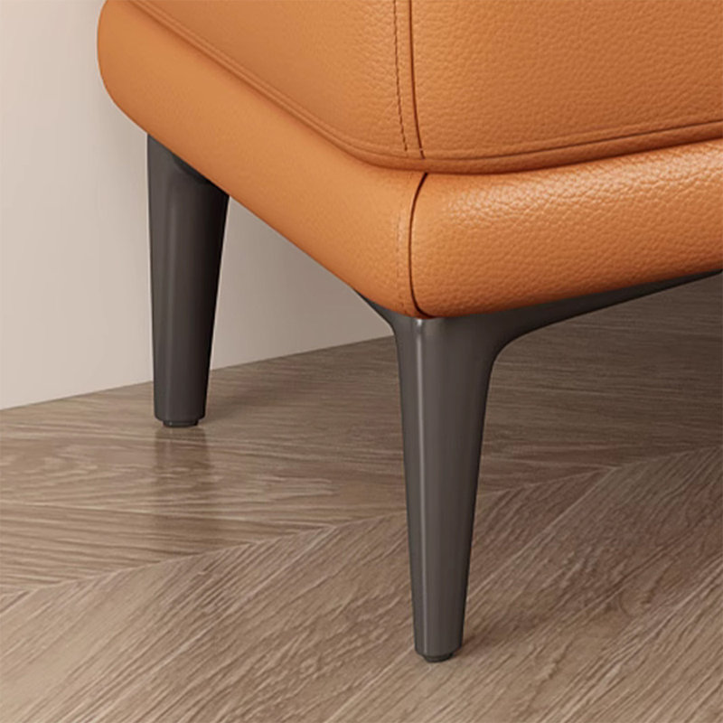 Banc long en cuir et orange avec revêtement en bois orange moderne, Orange
